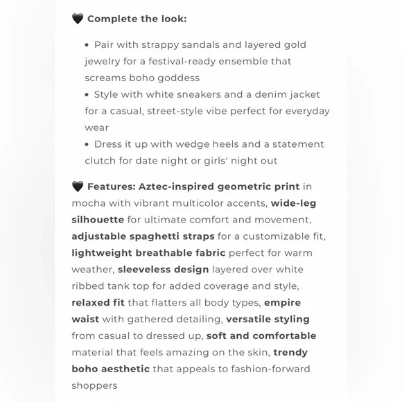 Jade By Jane Boho Aztec Print Wide Leg Sleeveless Jumpsuit in Tan With Pockets - Picture 8 of 10